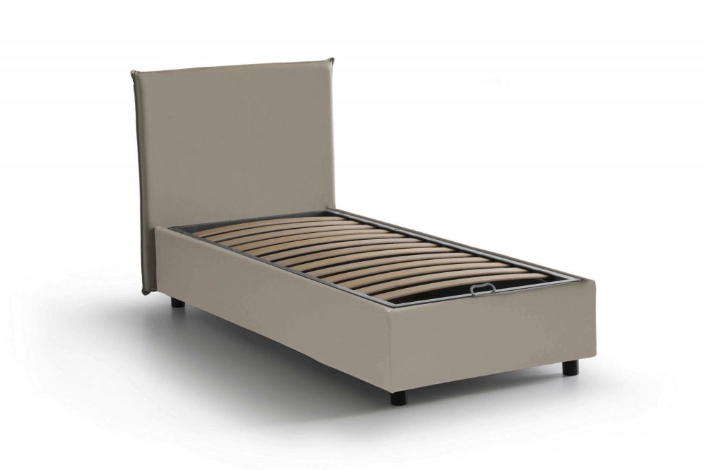 Bernarda, Letto Singolo Materasso Incluso Made in Italy, Grigio Tortora