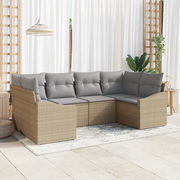 Set Divani da Giardino a 6 Pezzi con Cuscini Beige Polyrattan