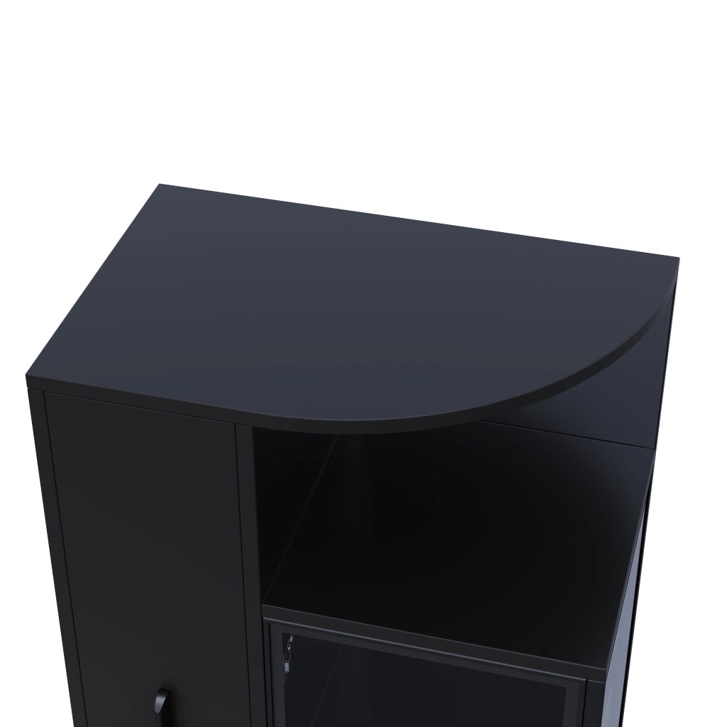 Vetrina in vetro con LED multicolore e armadio laterale estraibile nero 64 × 42 × 112 cm