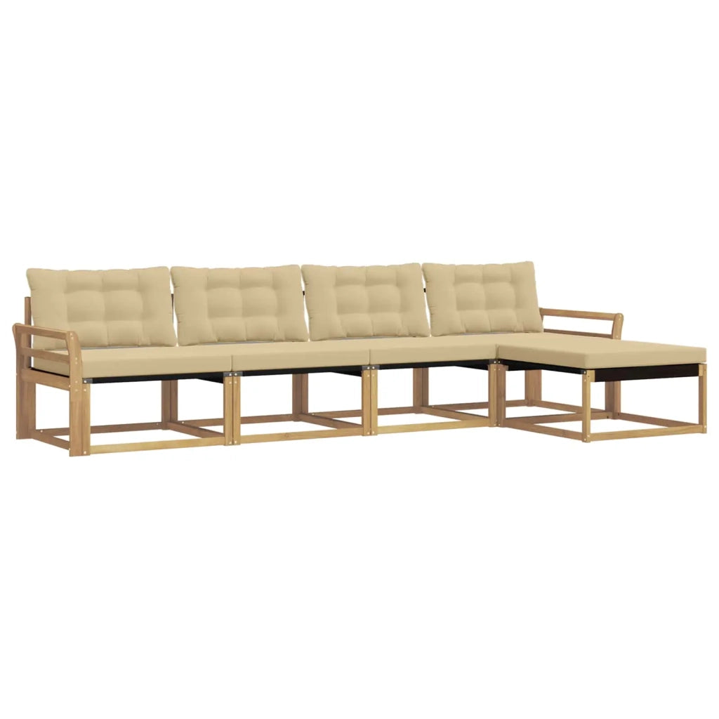 Set di divani da esterno con cuscino 5 pcs Bianco e Beige
