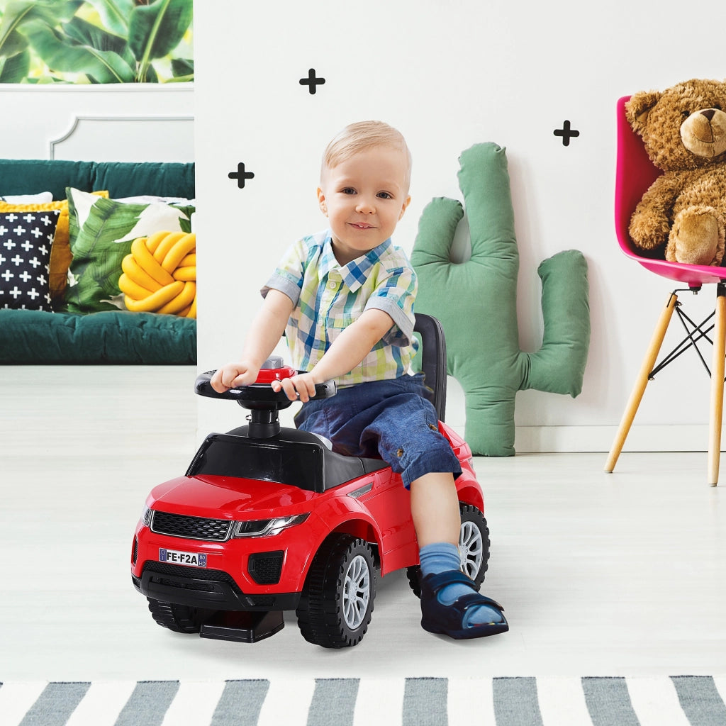 Macchina Cavalcabile Giocattolo per Bambini 12-36 Mesi, Macchina a Spinta con Vano Contenitore e Schienale, Rossa
