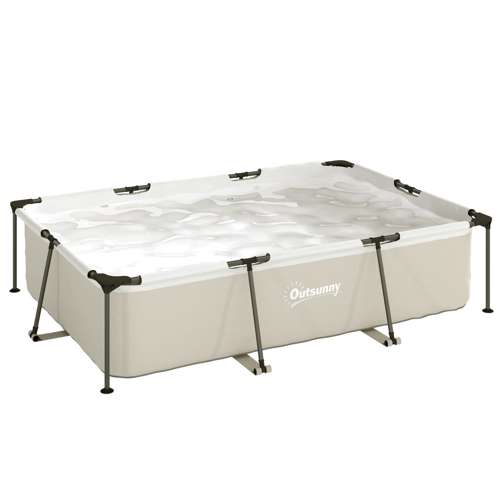 Piscina Desmontable Tubular 316x238x66,5 cm 3700 L ¨C zephmum ¨C Grigio con Marco Met¨¢lico