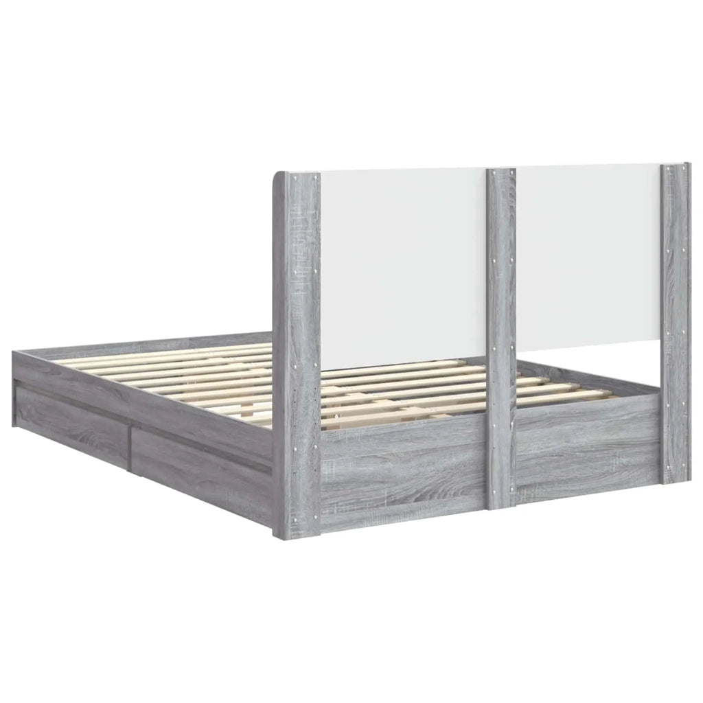 Struttura del letto con stoccaggio e testata-Giroletto con contenitore Sonoma grigio 860475