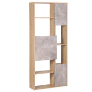Libreria a 5 ripiani in legno chiaro con scaffalature in cemento comodino soggiorno camera da letto