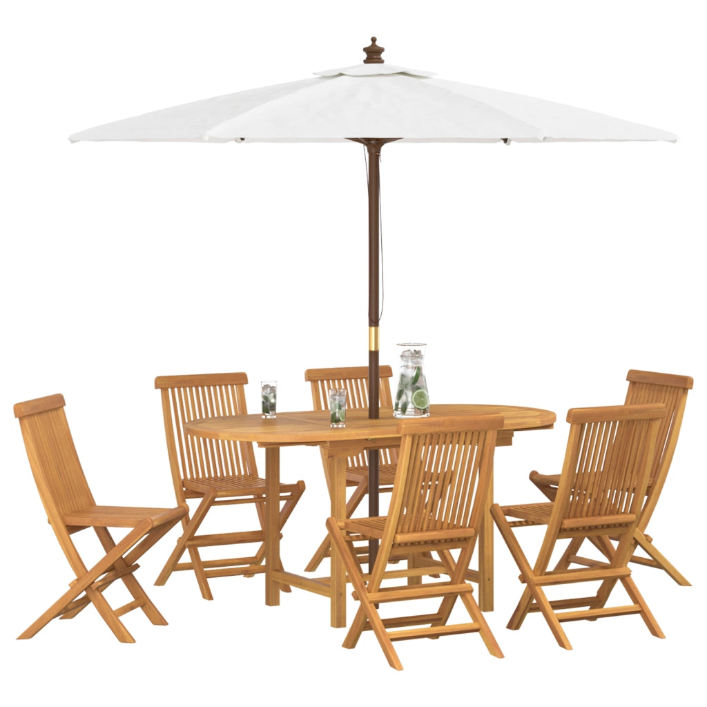 Set da Pranzo da Giardino da 7 Pezzi in Legno Massello di Teak