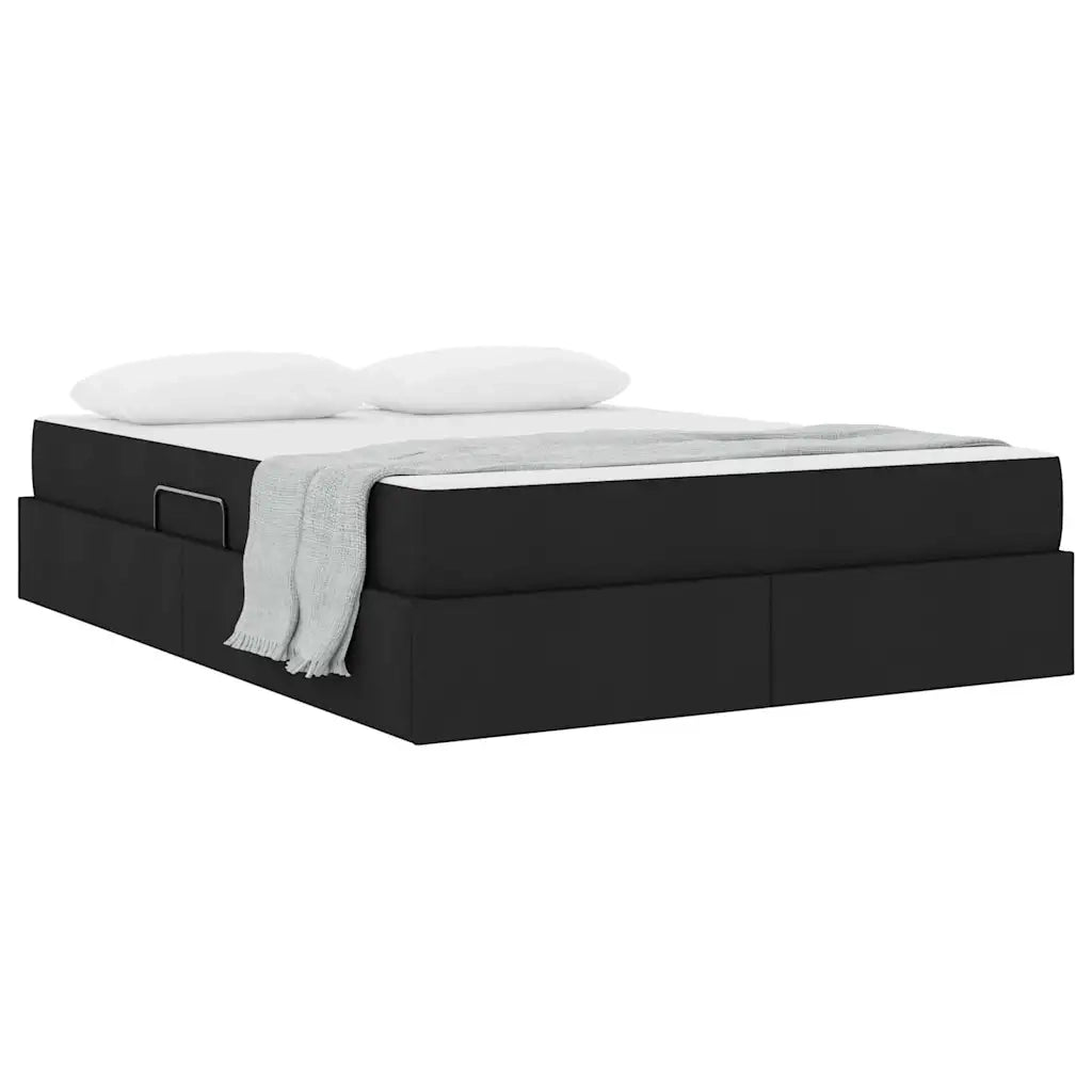Letto con contenitore e materasso Nero 140 x 200 cm Poliestere