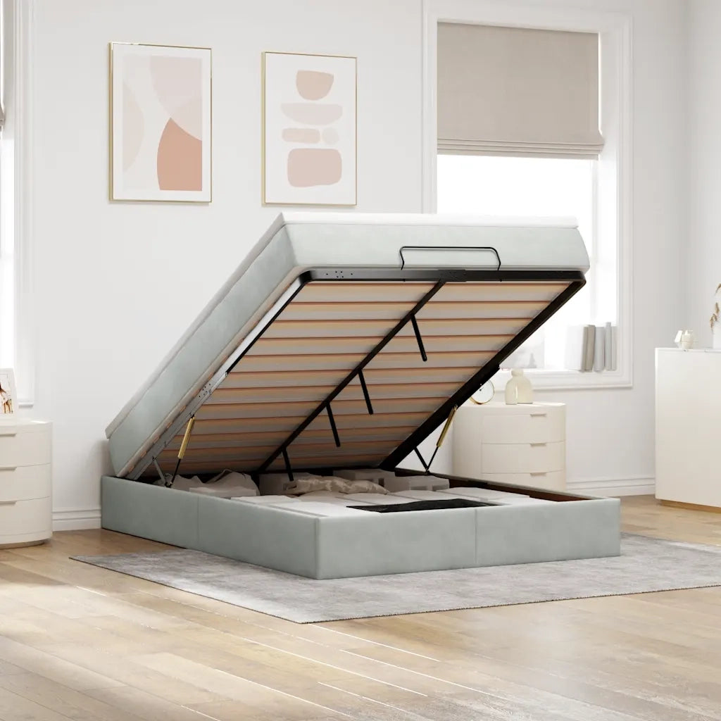 Struttura Letto Pouf con Materasso 140x200 cm in Velluto 3311189