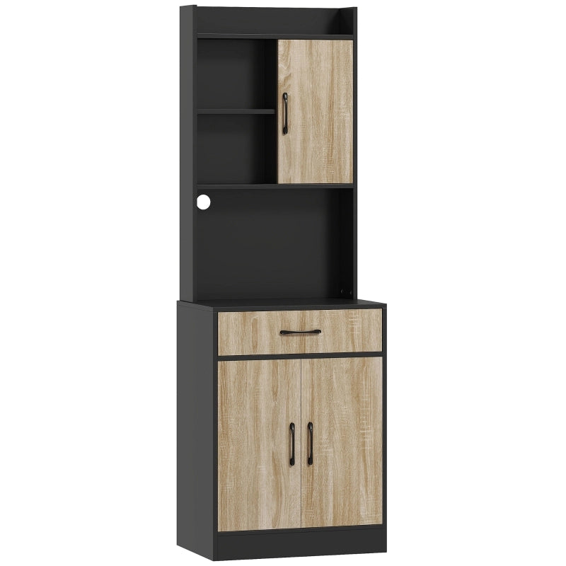 ARMADIO DA CUCINA con piano di lavoro 60 x 40 cm, effetto legno naturale e nero