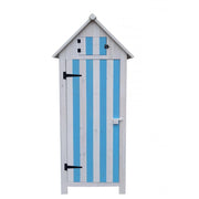 Armadio da giardino in legno di abete blu e bianco 65x44 cm – 3 ripiani e tetto bitumato – impermeabile – ARM0805RBB Foresta
