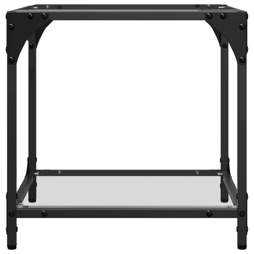 Tavolini con Piano in Vetro Trasparente 2 pz 40x40x40cm Acciaio 845962