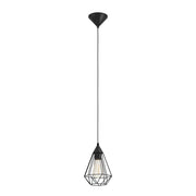 Lampadario A Sospensione Vintage Tarbes Policarbonato Nero Acciaio 1 Luce E27
