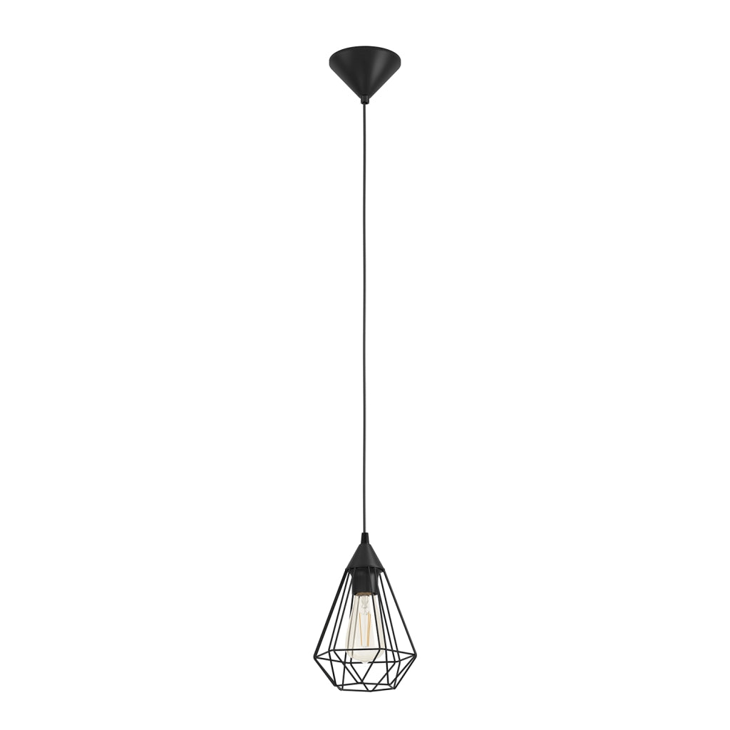 Lampadario A Sospensione Vintage Tarbes Policarbonato Nero Acciaio 1 Luce E27
