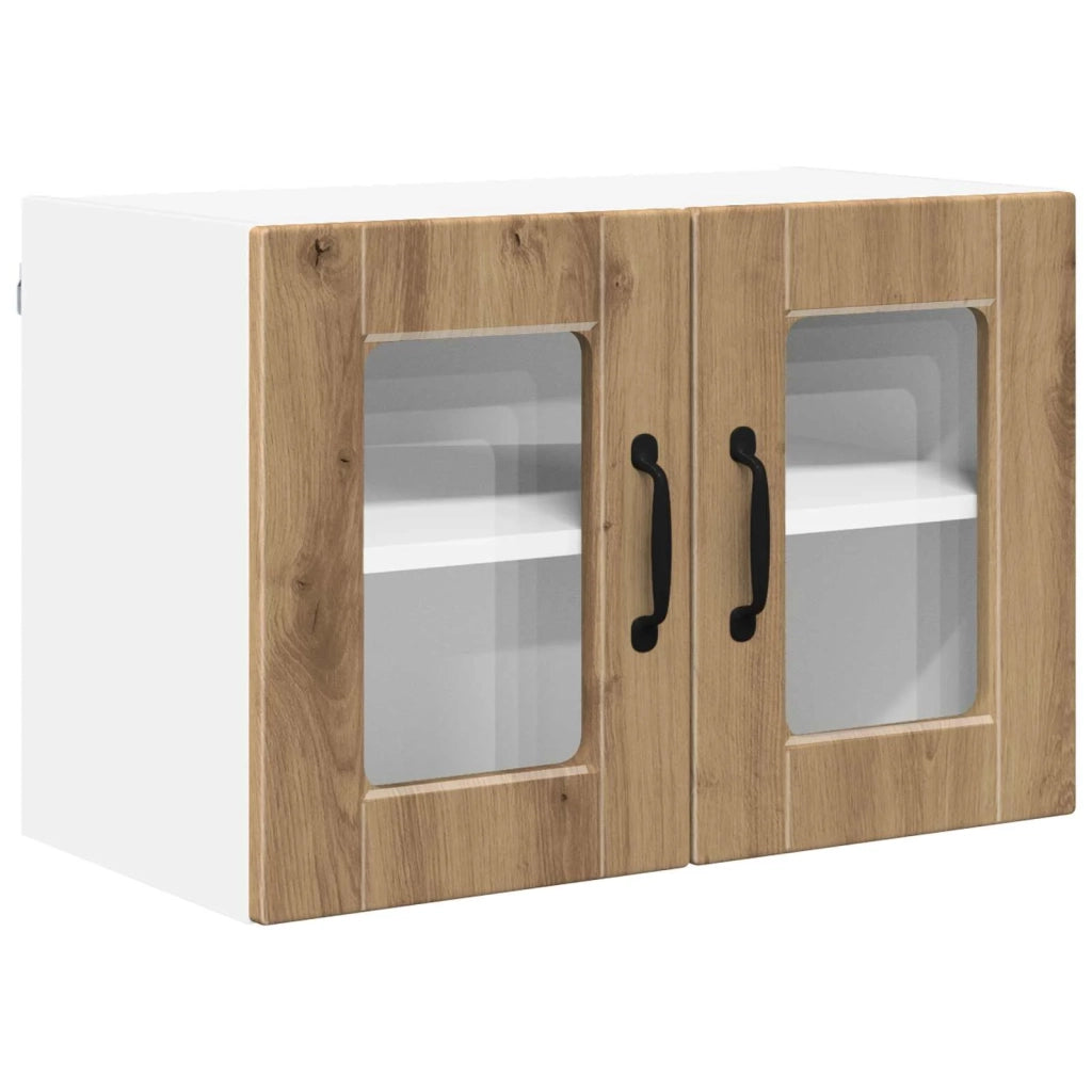Pensile da cucina | Mobile in vetro da parete PORTO 2 pz Rovere artigianale