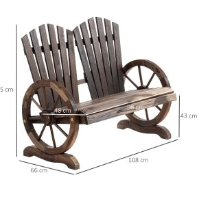 Panchina da giardino 2 posti in legno marrone scuro 108 x 66 x 95 cm