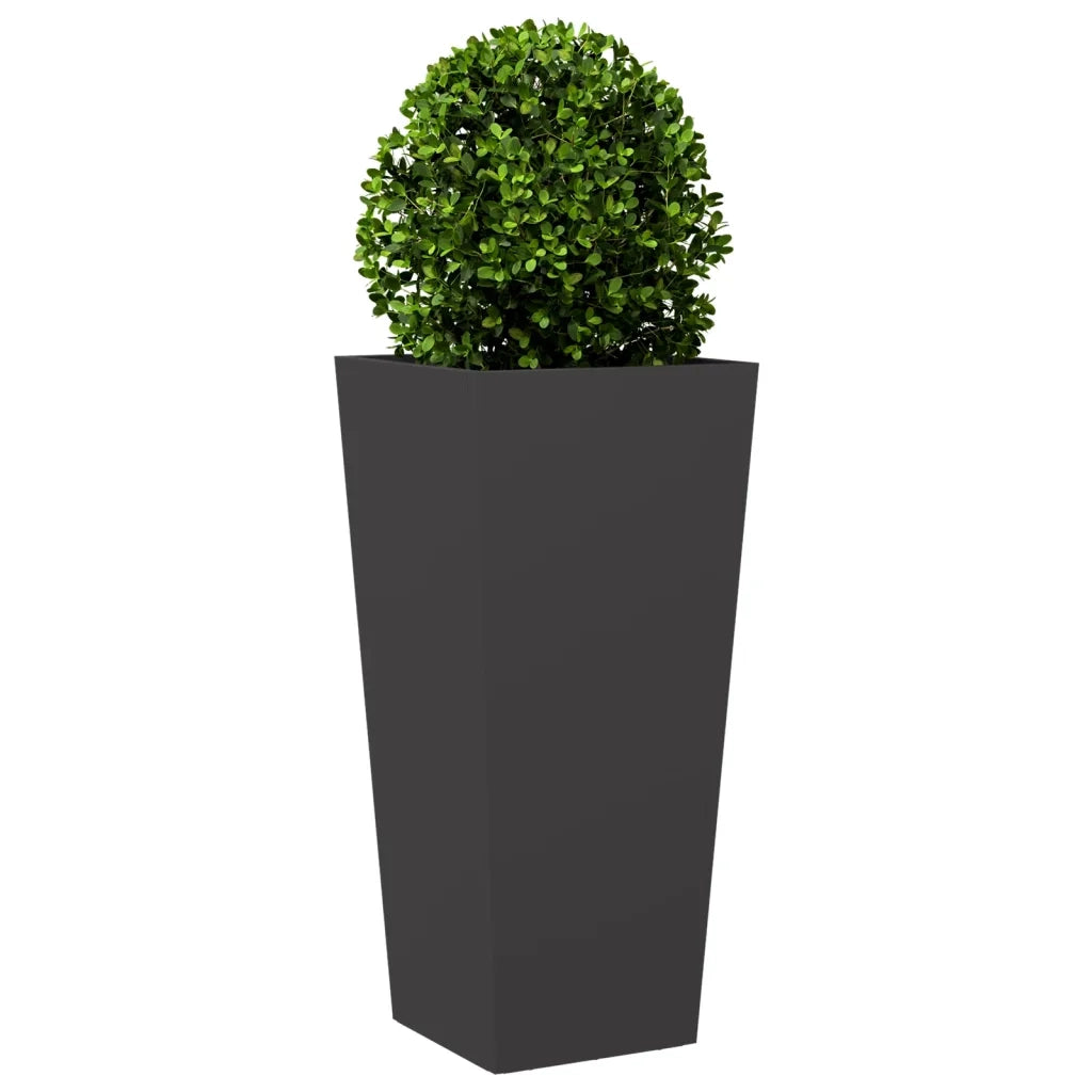 Fioriera | Cassetta per fiori | Vaso da Giardino Nera 35x35x75 cm in Acciaio