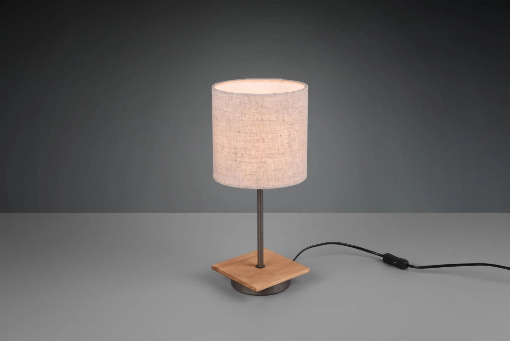 ELMAU LAMPADA DA TAVOLO BASE LEGNO CON PARALUME SABBIA H. 40CM 1 LUCE ATTACCO E14