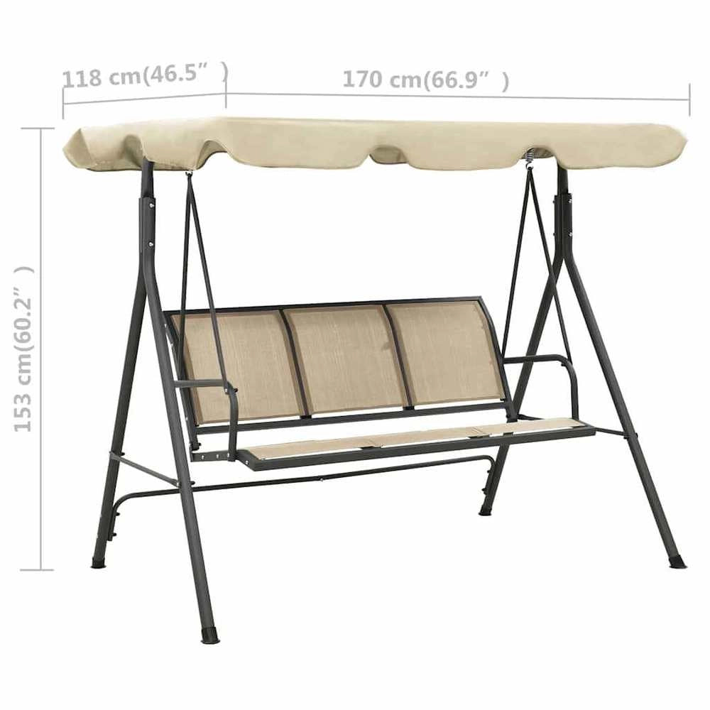 Hollywood Swing With Roof, Anthracite Grey And Sand-colored
