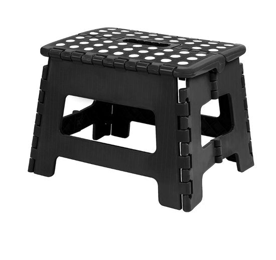 Opstapkruk per bambino, 1 pezzo, piccola sgabello pieghevole in plastica leggero per cucina e bagno, 29 cm di larghezza e 22 cm di altezza, sostenimento fino a 100 kg, nero