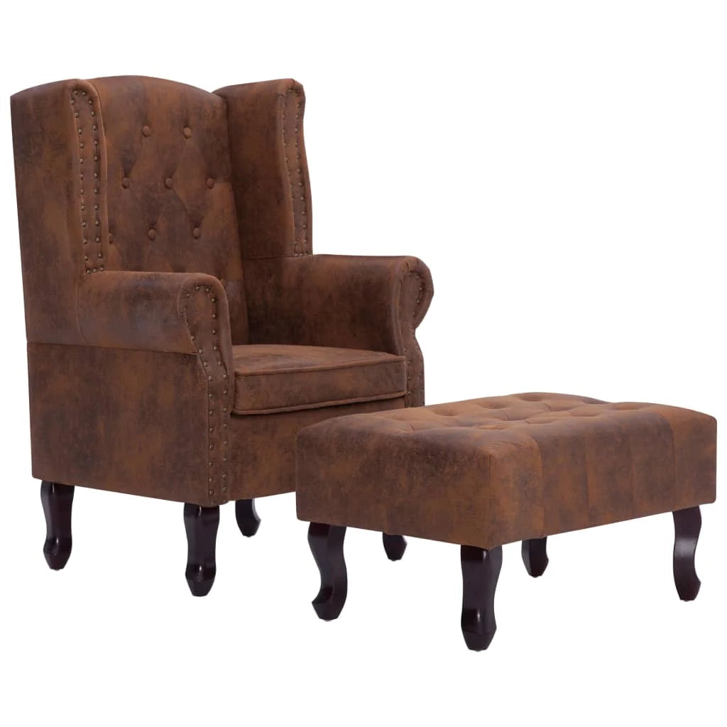 Poltrona Chesterfield poltrona lounge poltrona club divano lounge pelle scamosciata sintetica marrone 1102228/3