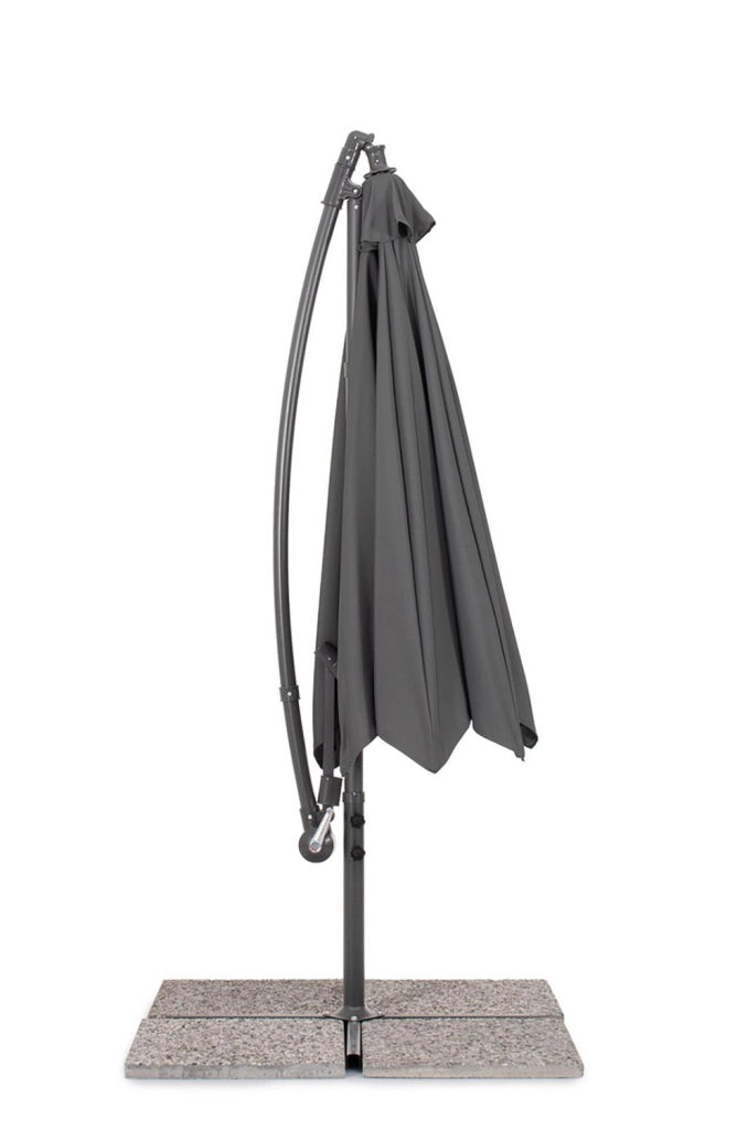 Ombrello a Braccio da Giardino 6 Stecche Ø300x235h cm Telo in Poliestere Nizza Antracite e Grigio