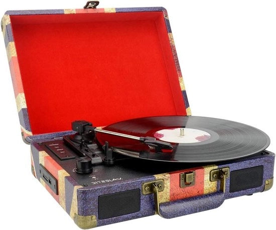 Platenspeler portatile 33/45/78 giri con Bluetooth e ingressi USB/SD - bandiera del Regno Unito