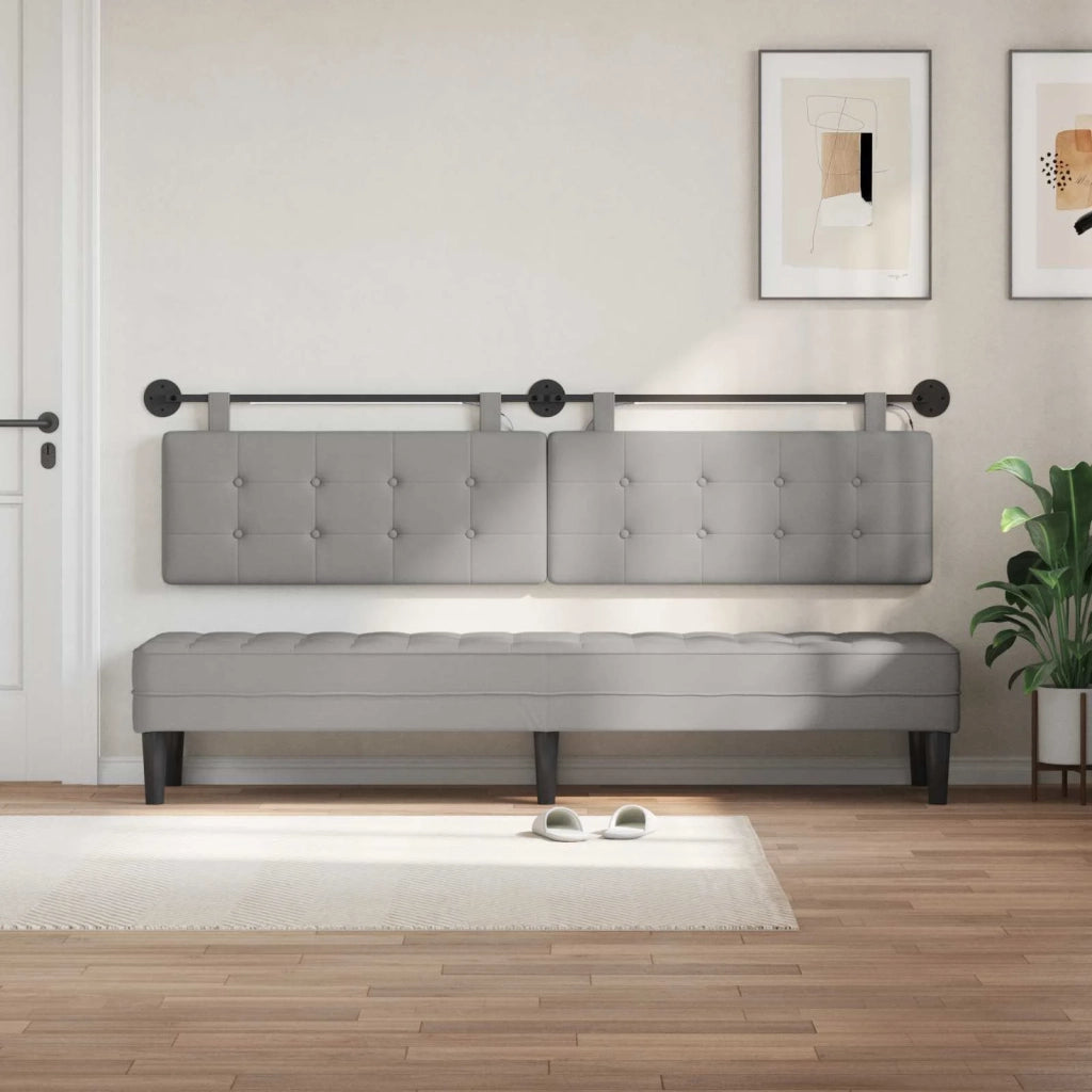 Testiera sospesa Con luce LED Grigio Nuvola Tessuto