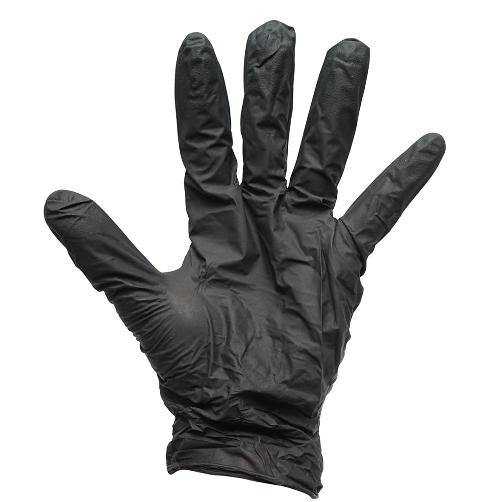 Guanti in nitrile neri senza polvere con texture antiscivolo sulle dita, taglia XL 100 pezzi/scatola