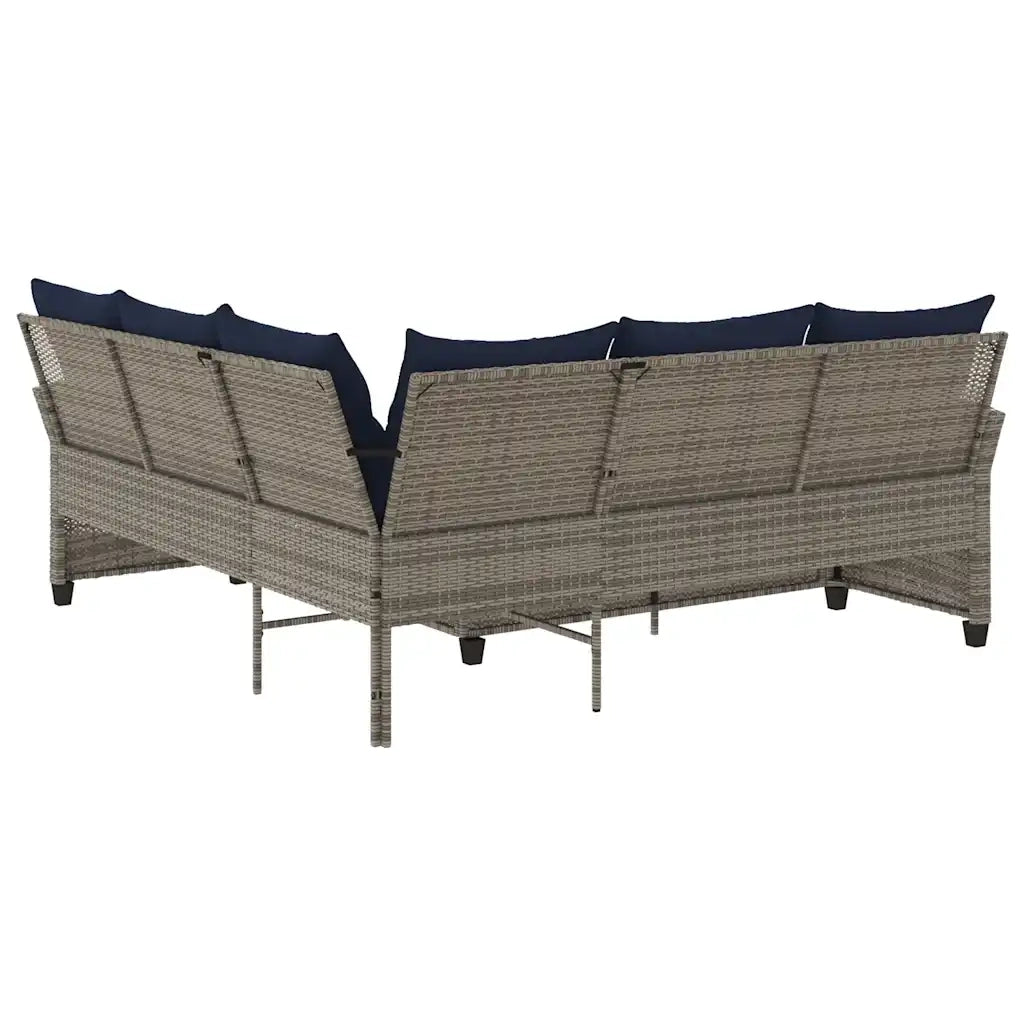 Divano a Forma di L con Cuscini-Sofa con Cuscini in Polyrattan Grigio 115514