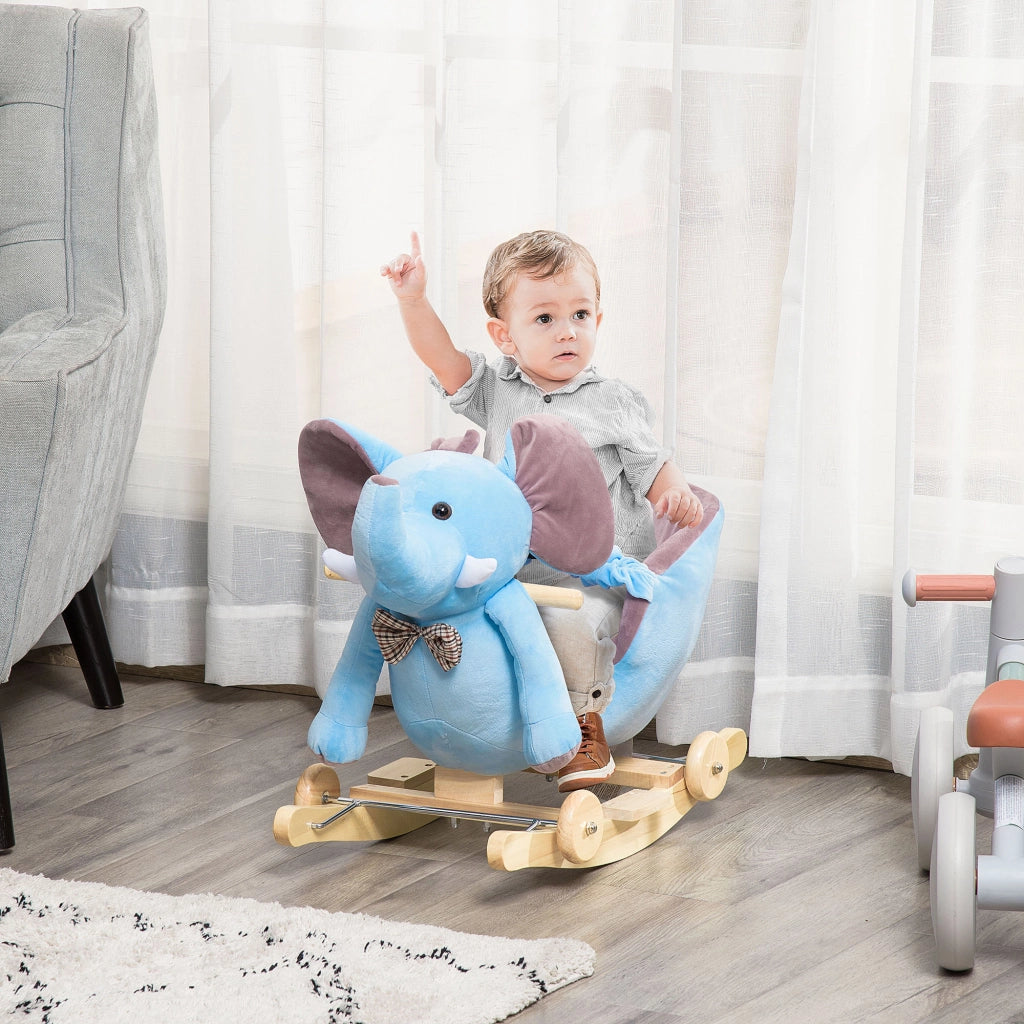 Cavallo a Dondolo con Ruote per Bambini ¨C Zephmum ¨C Forma Elefante 60x35x45 cm Blu
