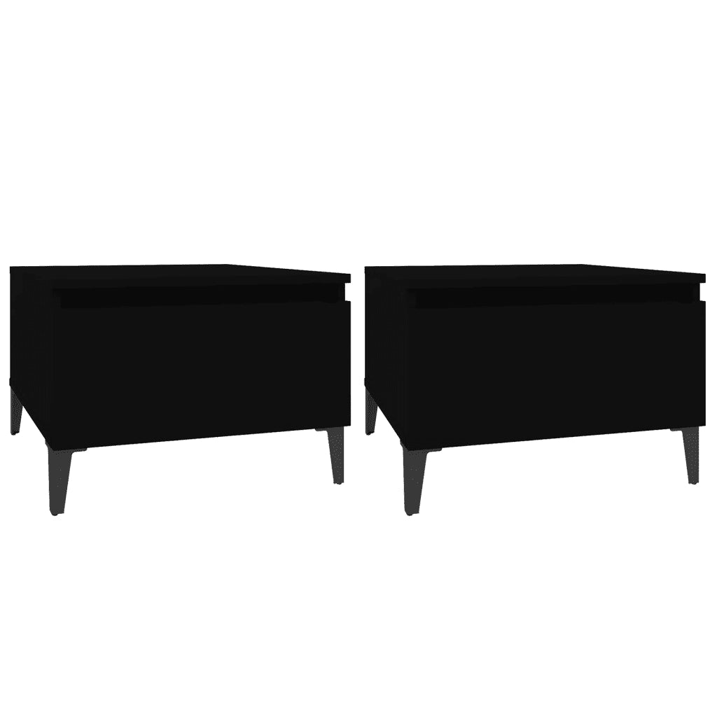 Tavolini 2pz Neri 50x46x35 cm in Legno Multistrato 819519