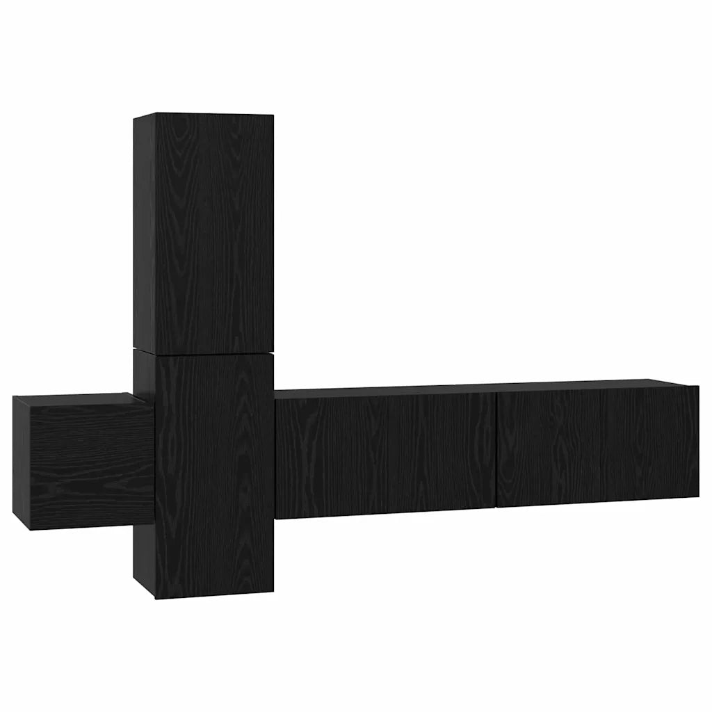 Set mobile TV 5 pcs Rovere Nero Legno multistrato 3393481