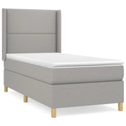 Letto singolo | Letto per adulti | Giroletto a Molle con Materasso Grigio Chiaro 90x200 cm Tessuto