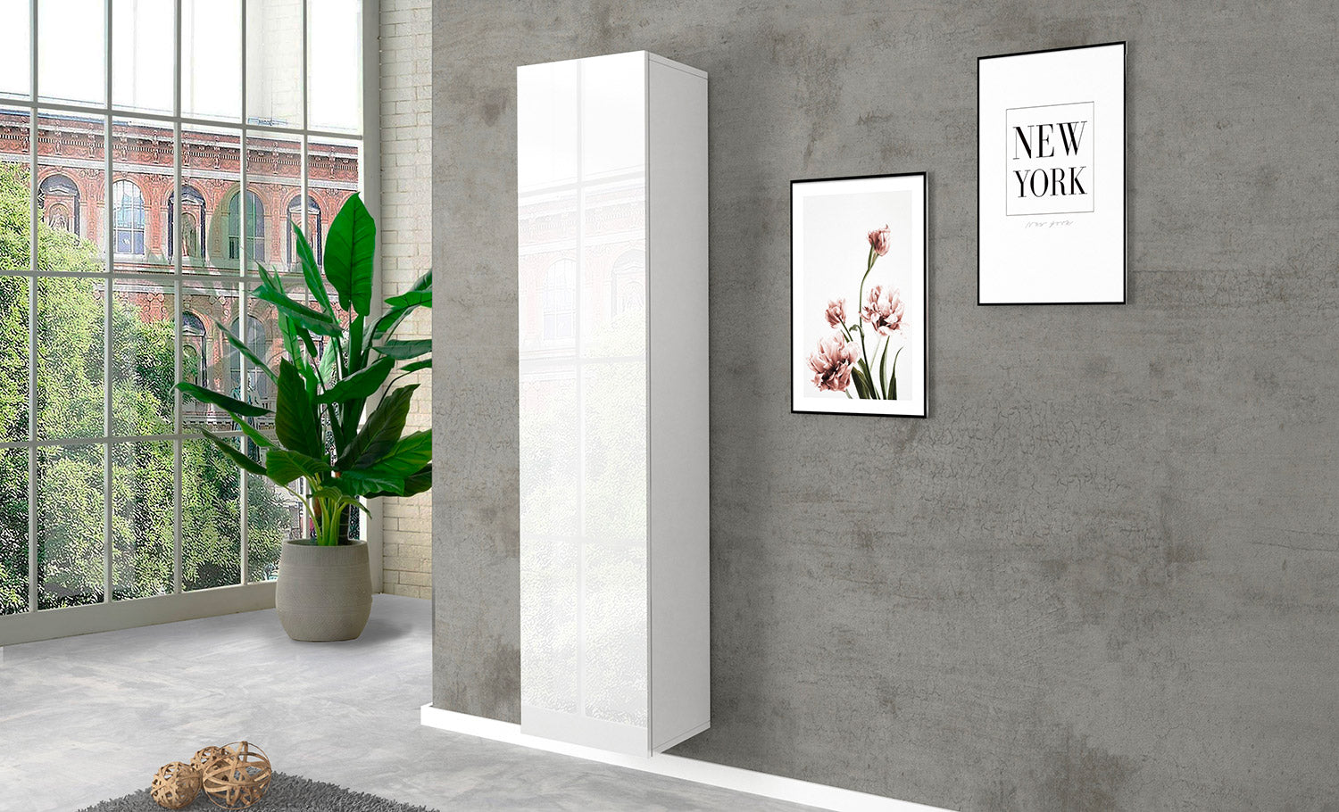 Armadio 1 Anta 40x30x180 cm Maruska Bianco Lucido