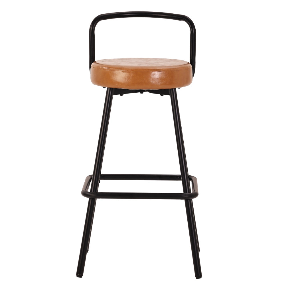 Sgabello da bar con schienale ergonomico e poggiapiedi in similpelle idrorepellente marrone 37×37×90.5 cm