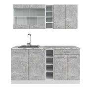 Vicco Cucina completa Cemento/Bianco 160 cm senza piano di lavoro
