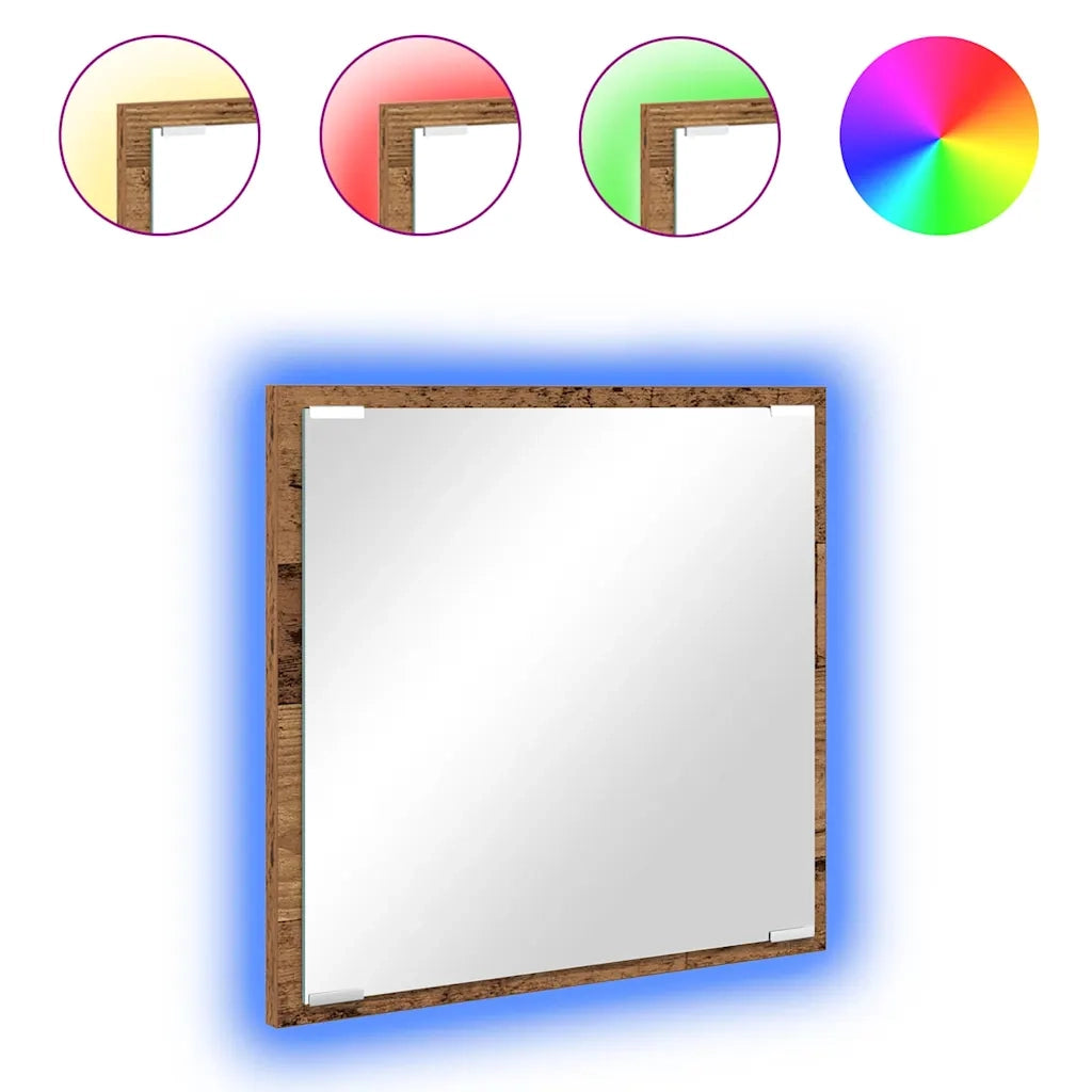 Specchio da Bagno LED-Specchio decorativo con LED Legno vecchio 40 x 37 x 8.5 cm