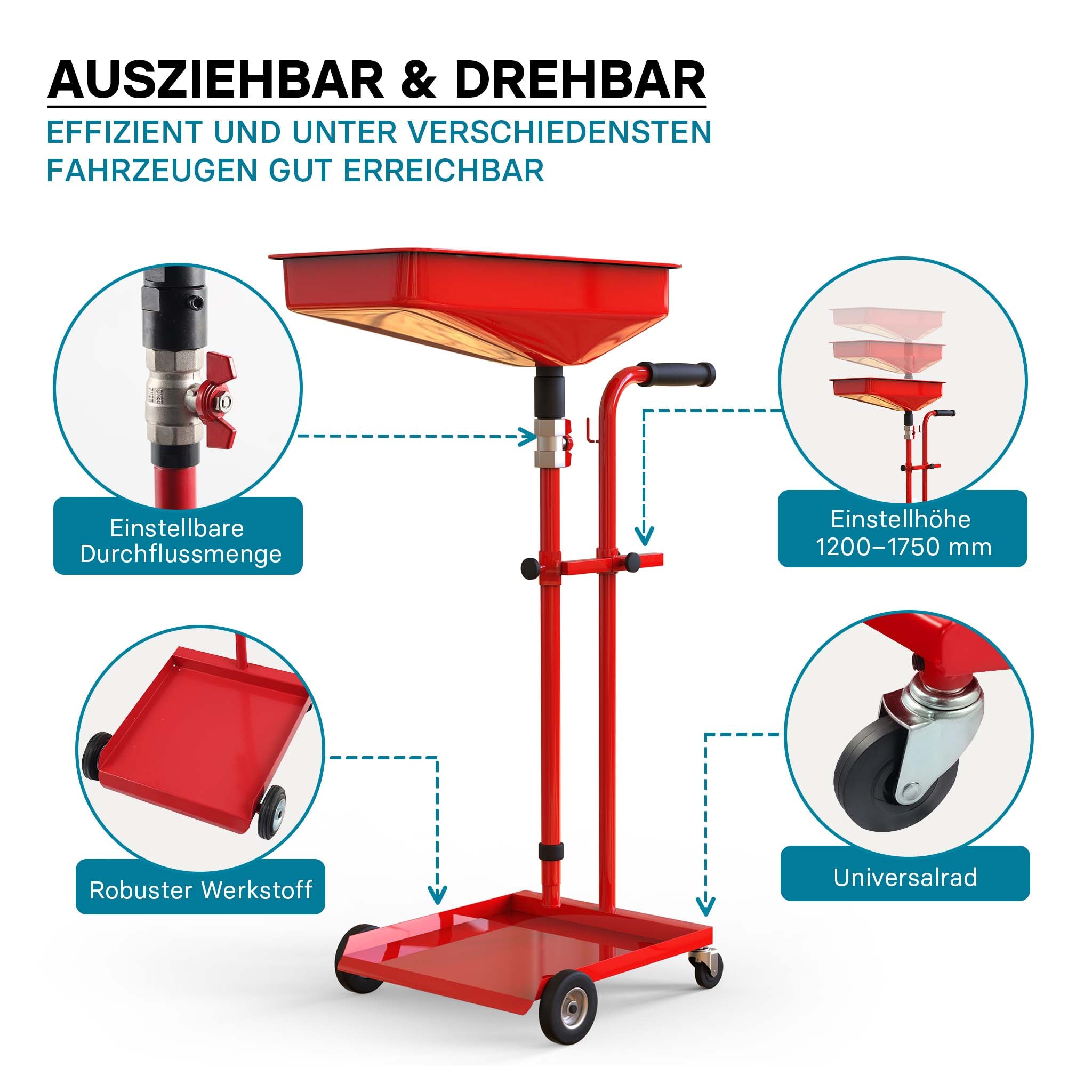 Carrello per recupero olio motore Collettore Recuperatore olio esausto