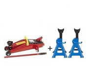 Cric/Sollevatore/ idraulico a carrello 2 T + Cavalletti 2 pezzi per auto 3 T