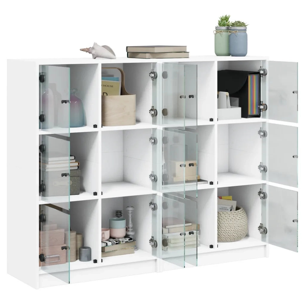Libreria con Ante Bianca 136x37x109 cm in Legno Multistrato 3206510