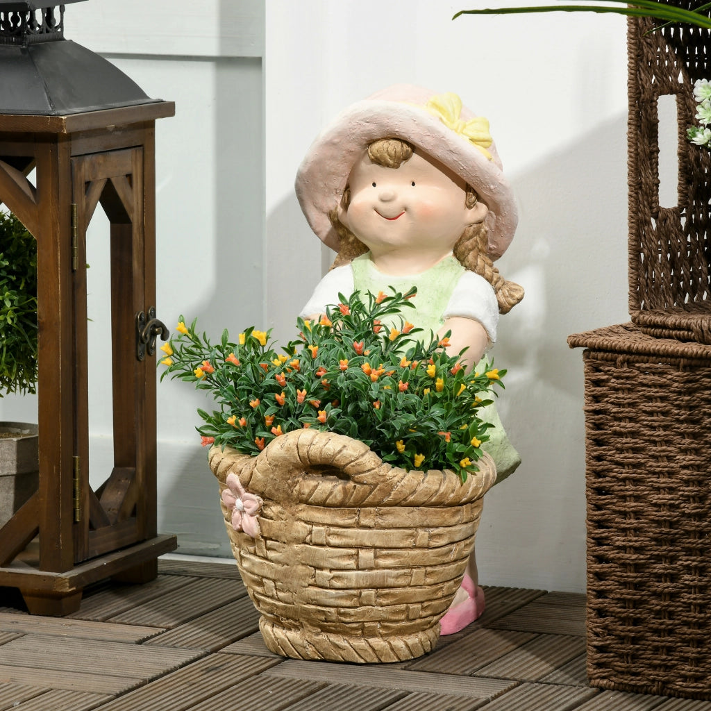 Figura da giardino M?dchen mit Blumenkorb ¨C zephmum ¨C 20x30x40 cm