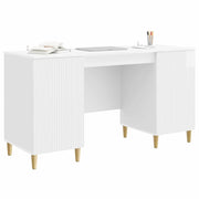 Scrivania | Tavolo da Ufficio Bianco Lucido 142,5 x 50 x 75 cm Legno ingegnerizzato