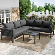 Set Mobili da Giardino con Divano, Tavolino e Cuscini ¨C MINIMAL ¨C Grigio, Vetro, Acciaio, 4-5 Posti