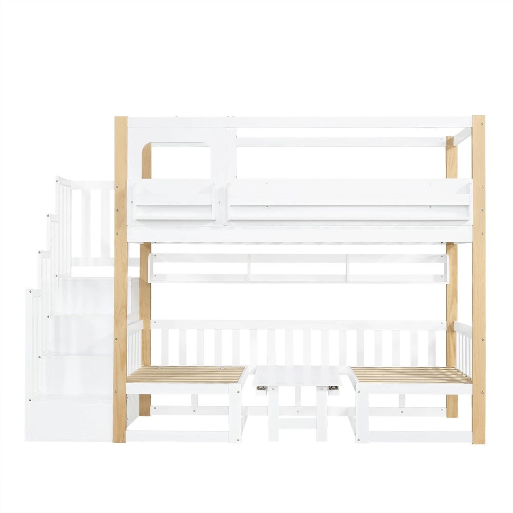 Letto a Castello per Bambini con Tavolo e Libreria ¨C MINIMAL ¨C Pino Multistrato Bianco 90x200