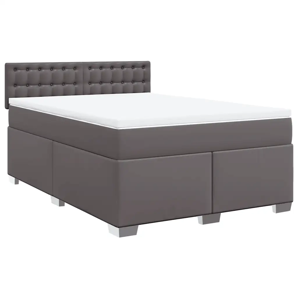 vidaXL Giroletto a Molle con Materasso Grigio 140x190 cm in Similpelle