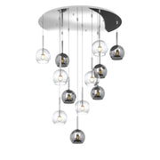 Lampadario Contemporaneo Future Metallo Cromo Vetro Trasp-Cromo 12 Luci E27