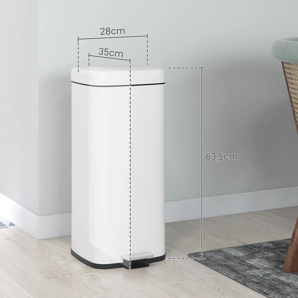 Cestino per rifiuti da cucina 30L ¨C zephmum ¨C 28x35x63.5 cm bianco
