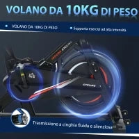 Cyclette da Casa per Allenamento in Acciaio Nero, Cyclette Professionale da Seduti Capacità 120 kg con Supporto per Cellulare, Monitor LCD, Manubrio e Resistenza Regolabile, Volano 10kg