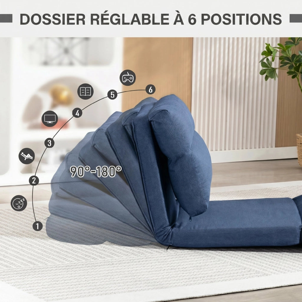Poltrona letto inclinabile 90-180 gradi ¨C Zephmum ¨C Tessuto blu scuro 70x72x56 cm