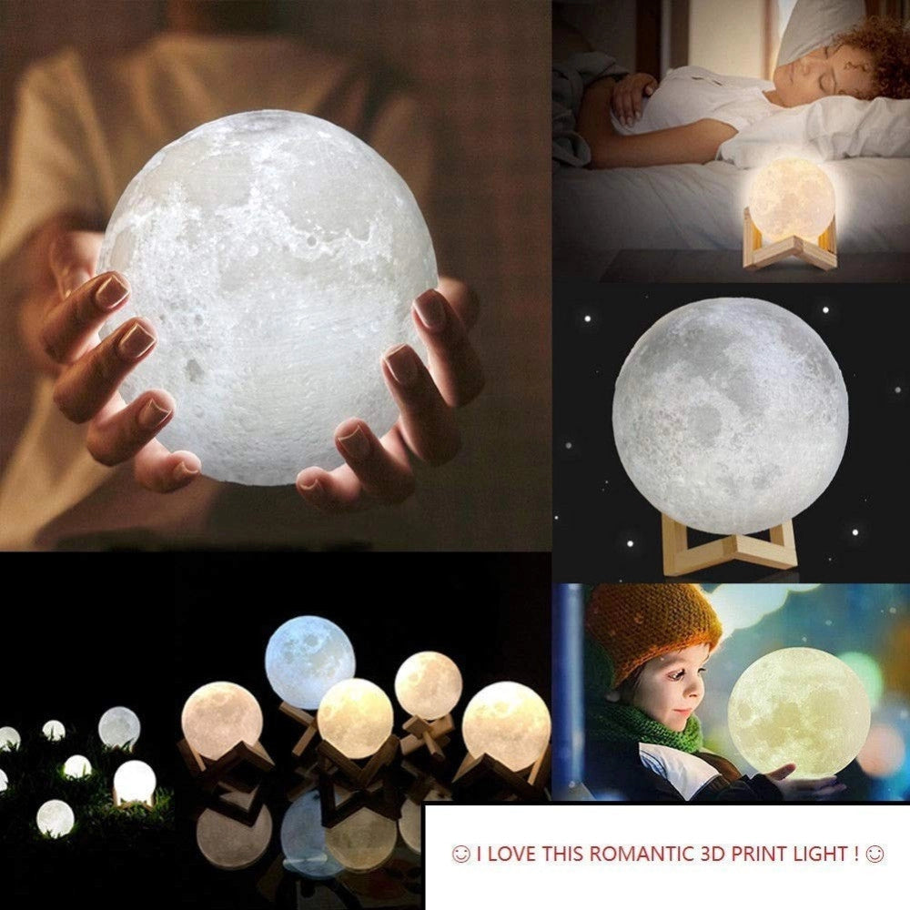 Trade Shop - Lampada Led 3d A Forma Di Luna Usb Luna Luce Regolabile Notturna Ricaricabile -
