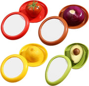 Contenitore di conservazione per frutta e verdura, 4-pack di scatole di silicone raffreddabili riutilizzabili con coperchio per melone, limone, avocado, pomodoro e verdura per mantenere il cibo fresco (miscela, 4-pack)